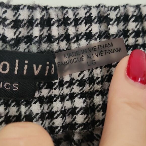 Alice + Olivia Houndstooth Tapered Cargo Pockets Elastic Waist Pants L (21) - Picture 9 of 12